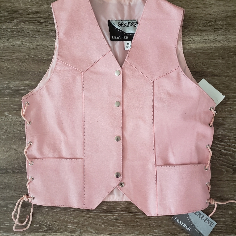 Pink Leather Vest